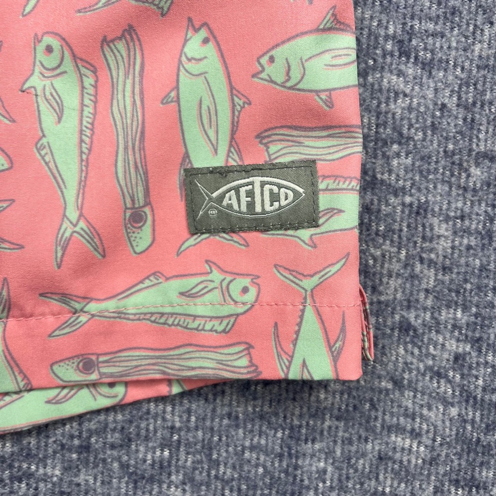 AFTCO Fishing Shorts Men's Coral Fish Print Board Shorts Swim Trunks Size M - Picture 3 of 7